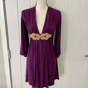 Sky Royal Purple Knee Length Dress - Size M
